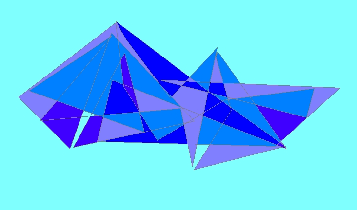 Design composed of triangles in various shades of lavender and blue