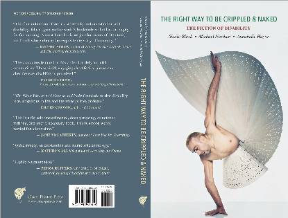 a book cover, the right side shows a naked man doing a one-handed hand stand with a white wing wrapped around him